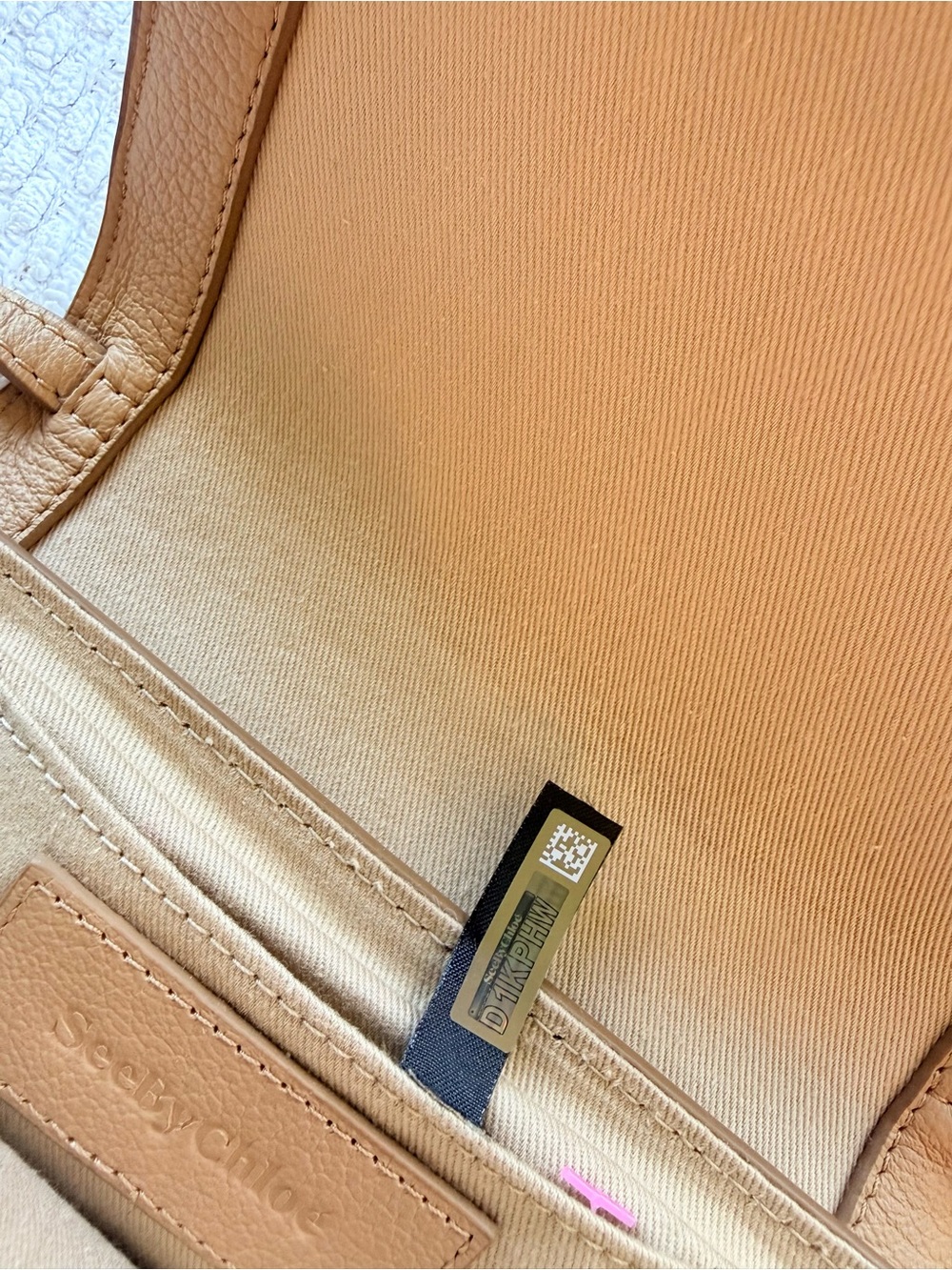 Chloe Beige/Tan Leather & Suede Crossbody with Gold Ring Detail - Picture 8 of 8